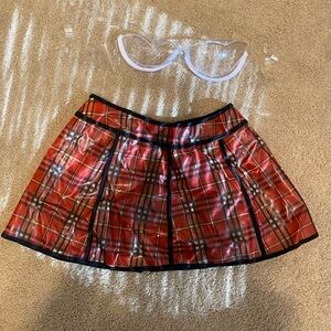 iheartraves plaid vinyl red and black skirt school girl rave emo alt size medium
